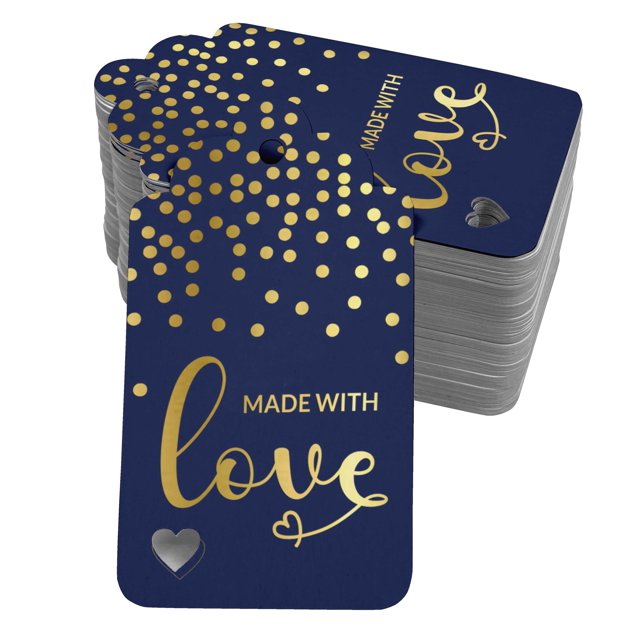 Inkdotpot 50 Pack Made With Love Text Favor Paper Tags Craft Real Gold Foil Hang Tag