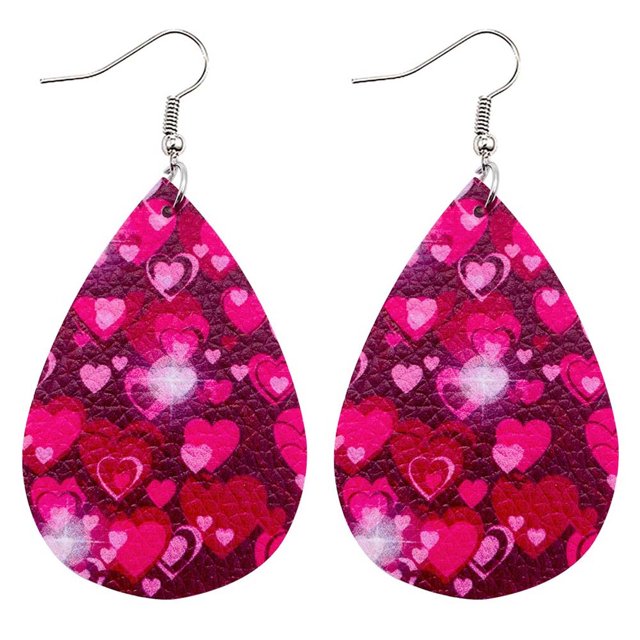PVCS Valentine's Day Earrings Heart Love Red Lips Double Sided Printed Earrings