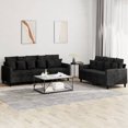 thumbnail image 1 of vidaXL 2 Piece Sofa Set with Cushions Black Velvet, 1 of 4