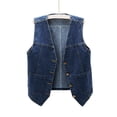 thumbnail image 2 of 2025 Womens Sleeveless Denim Vest Womens Denim Jacket V Neck Button Down Down Jacket Jean Jacket Plus Size Mini Skirt Dress Woman Long Jean Jacket Womens Dress, 2 of 5