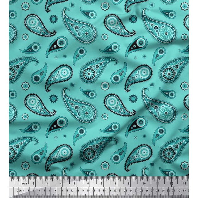Soimoi Polyester Crepe Fabric Floral & Paisley Decor Fabric Printed Yard 42 Inch Wide