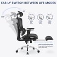 thumbnail image 1 of EDTara Ergonomic Mesh Office Chair with Adjustable 3D Armrests, High Back Desk Computer Chair with Retractable Footrest Wheels – Comfortable Swivel Task Chair for Office & Home(Black), 1 of 7
