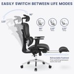 EDTara chaise de bureau ergonomique Mesh avec réglable 3D Accoudoirs, chaise d'ordinateur de bureau avec repose-pieds rétractables – Confortable chaise de travail pivotante pour le bureau & Accueil(Noir)
