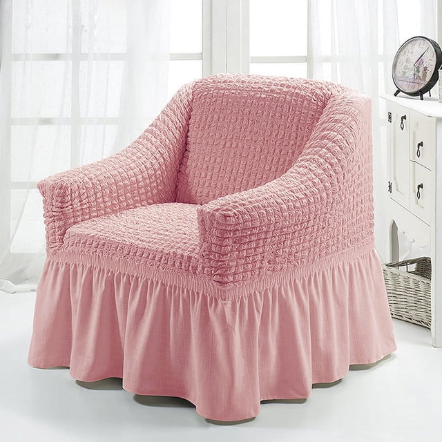 Stretch Wing Chair Slipcovers,Pleated Ruffled Skirt Armchair Slipcover,Stretch Slipcovers for Sofa,Seersucker Armchair Covers with Skirt Ruffle,Living Room Sofa Slipcover Furniture Protector