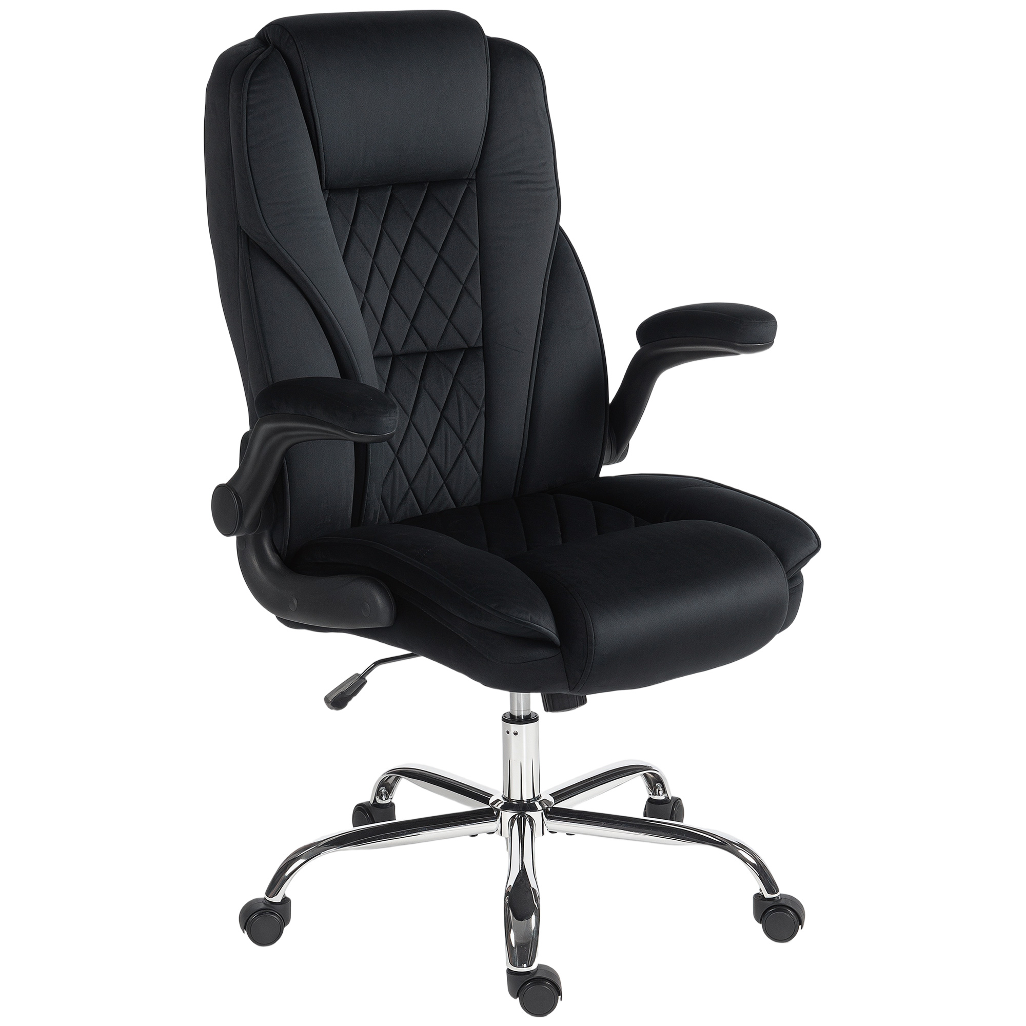 CoSoTower Executive Office Chair, Desk Chair with Flip-up Armrest, Diamond Fabric Computer Chair for Home Office, Black