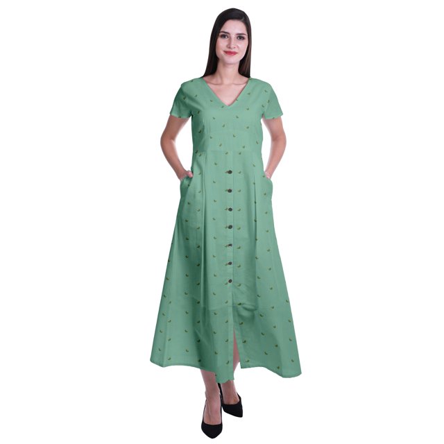Moomaya Robe Longue Maxi pour Femmes à Manches Courtes, Robe Formelle/décontractée avec Poches P-TTG