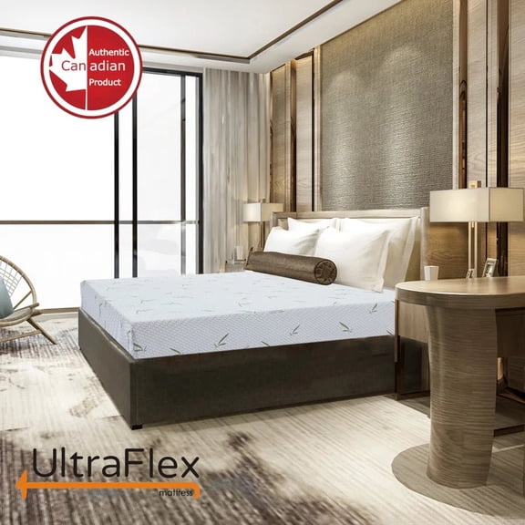 Ultraflex® Matelas en Mousse Gel Réversible Grand SleepTight, Fermeté Moyenne pour Lits Superposés, Tiroirs-Lits et VR, Sensation Bambou, Mousse CertiPUR-US, Fabriqué au Canada