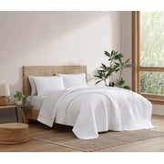 C&C California Embroidered Quilt Set, 100% Cotton, Breathable, Lightweight, 3-Piece, Full/Queen, White