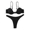 thumbnail image 2 of Faithtur Women Solid Color Adjustable Spaghetti Strap Underwire Bra + Thong, 2 of 9