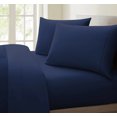thumbnail image 1 of Oxford Collection 600 Thread Count Deep Pocket Egyptian Quality Cotton Solid Sheet Set (Twin, Navy), 1 of 3