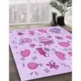 thumbnail image 3 of Ahgly Company Tapis d'Intérieur Lavable à la Machine, Carré, Transitionnel, Violet, Tapis de Zone, 7 Pieds Carré, 3 of 7