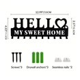 thumbnail image 2 of Key Hanger For Wall Black Metal 10-Hook Wall-Mounted Key Rack With Adhesive Or Screw Mounting Options 32 cm x 11.9 cm, 2 of 7