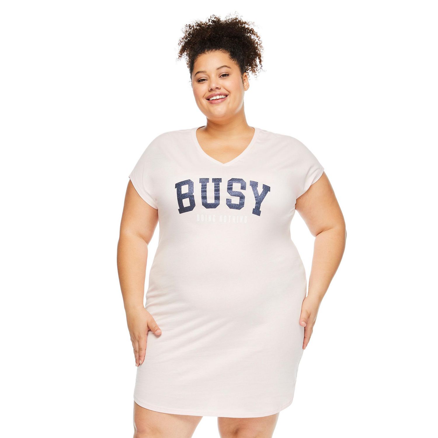 Chemise de nuit à encolure en V George Plus pour femmes