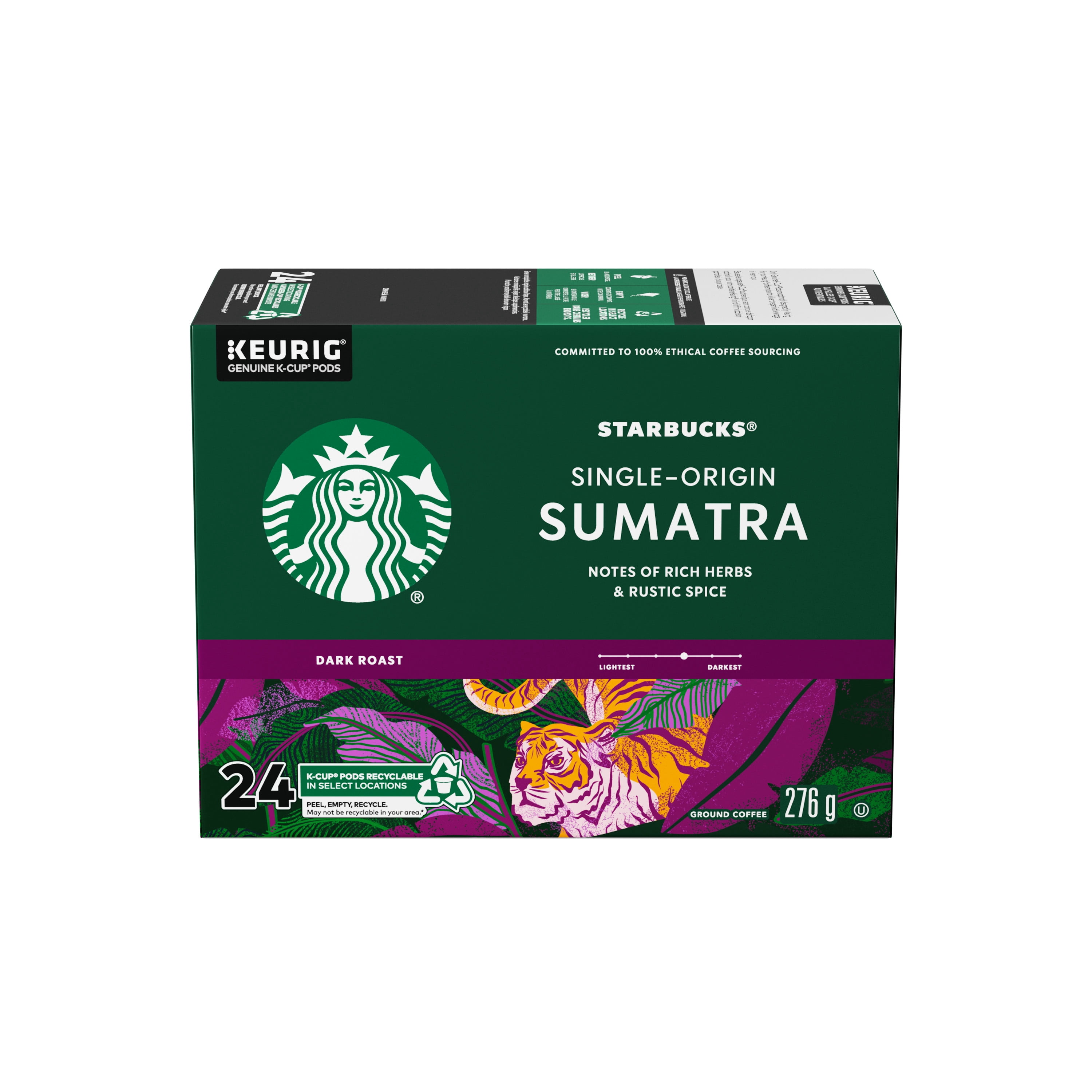 STARBUCKS Single Origin Sumatra Coffee, Dark Roast, Keurig Coffee Pods, K-cups