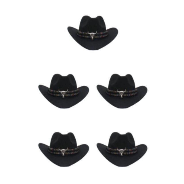 Decodeary Western Outback Cowboy Hat Channel Inner Cowboy Classic Hat Large Brim Provides black 5Set