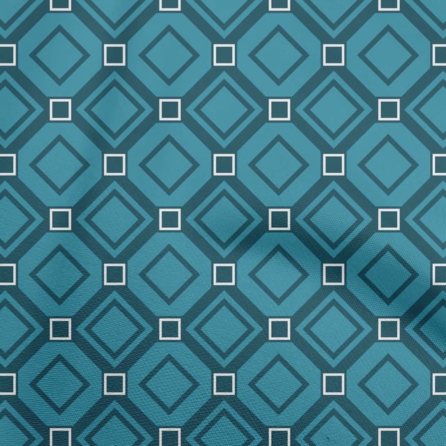 oneOone Polyester Spandex Dark Teal Blue Fabric Geometric Sewing Craft Projects Fabric Prints By Yard 56 Inch Wide