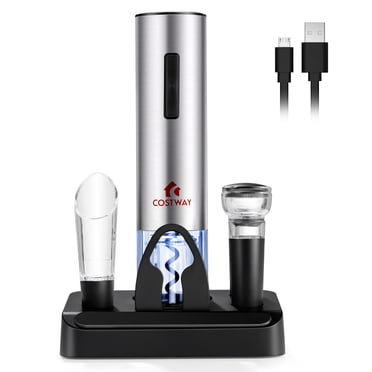 Costway Ensemble Ouvre-Bouteille Électrique 6 en 1 Rechargeable Sans Fil avec Tire-Bouchon
