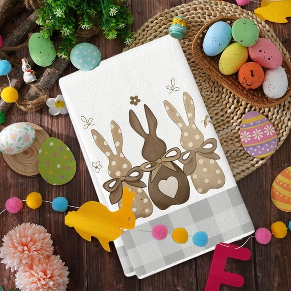 Tdxkok Easter Polyester Platter towel Kitchen Rag Easter towel Easter Party Supplies