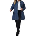 thumbnail image 2 of Plus Size Denim Jacket for Women Buttons Long Sleeve Jean Jackets 3X Blue, 2 of 6