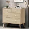 thumbnail image 4 of Gymax Commode à 4 Tiroirs Armoire Coffre Organisateur de Rangement avec Rail Fini Chêne, 4 of 10