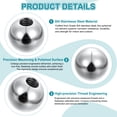 thumbnail image 3 of Uxcell Écrous Boule Bouton, Acier Inoxydable Rond Solide Trou Aveugle Capuchon de Vis Décoratif Poignée de Machinerie Matériel M4x15mm 12, 3 of 7