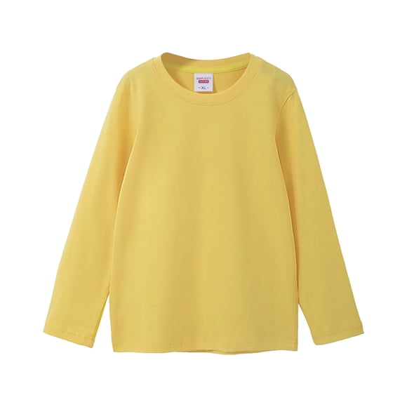 Toddler Kids Boys Girls Long Sleeve Basic Inside T Shirt Casual Tees Shirt Tops Solid Cloths Girls Tops, Tees & Shirts Yellow 130/5 Y—6 Y