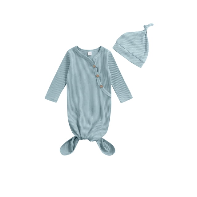 goowrom Sac de Couchage et Bonnet pour Bébés, Couleur Unie, Manches Longues, Col Rond