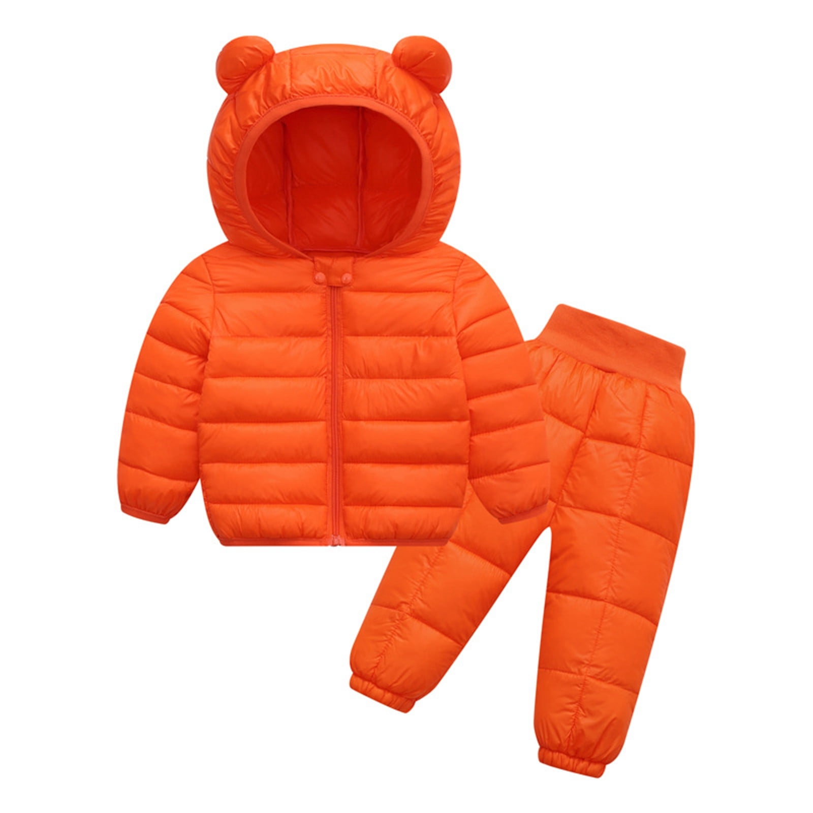 Hiiyo Infant Girl's Padded Coat Suit Baby Lightweight Solid Puffer Jacket Pants Outfits