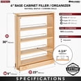 thumbnail image 3 of Rev-A-Shelf 432-BF-6C 6-Inch Base Cabinet Filler Pullout Kitchen Wooden Spice Rack Holder Shelves for Storage Organization, 3 of 9