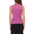 thumbnail image 3 of INSPIRE CHIC Women's Ruffle Neck Keyhole Back Sleeveless Floral Lace Peplum Top Purple S, 3 of 5