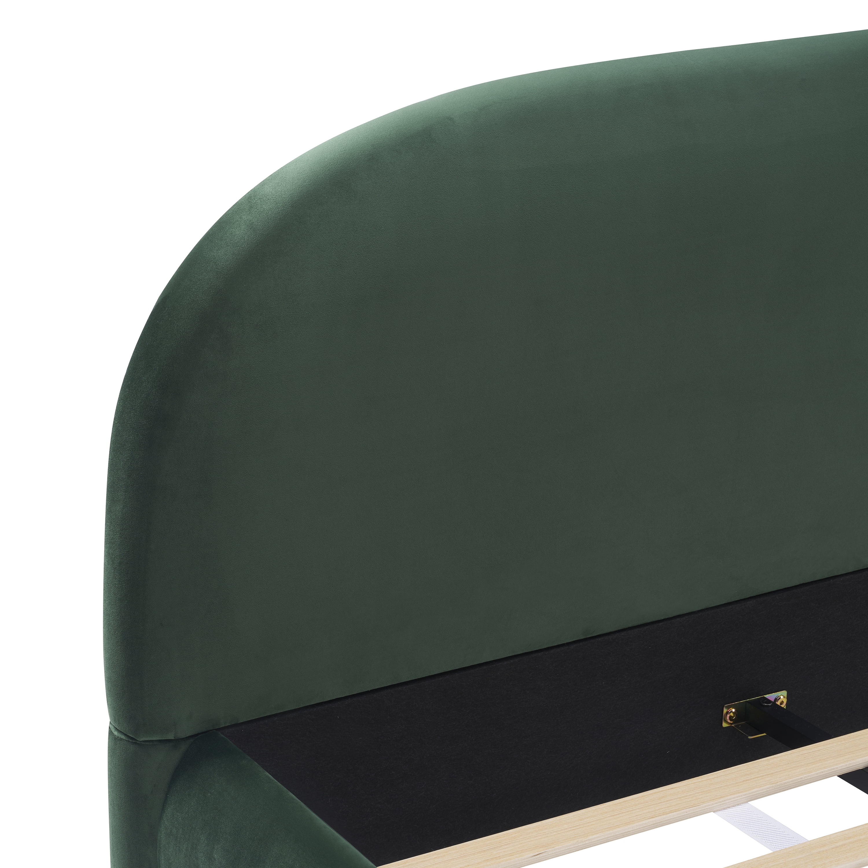 Noble House Lit rembourré Style King Cream, tête de lit en tissu texturé courbé avec structure solide, vert foncé