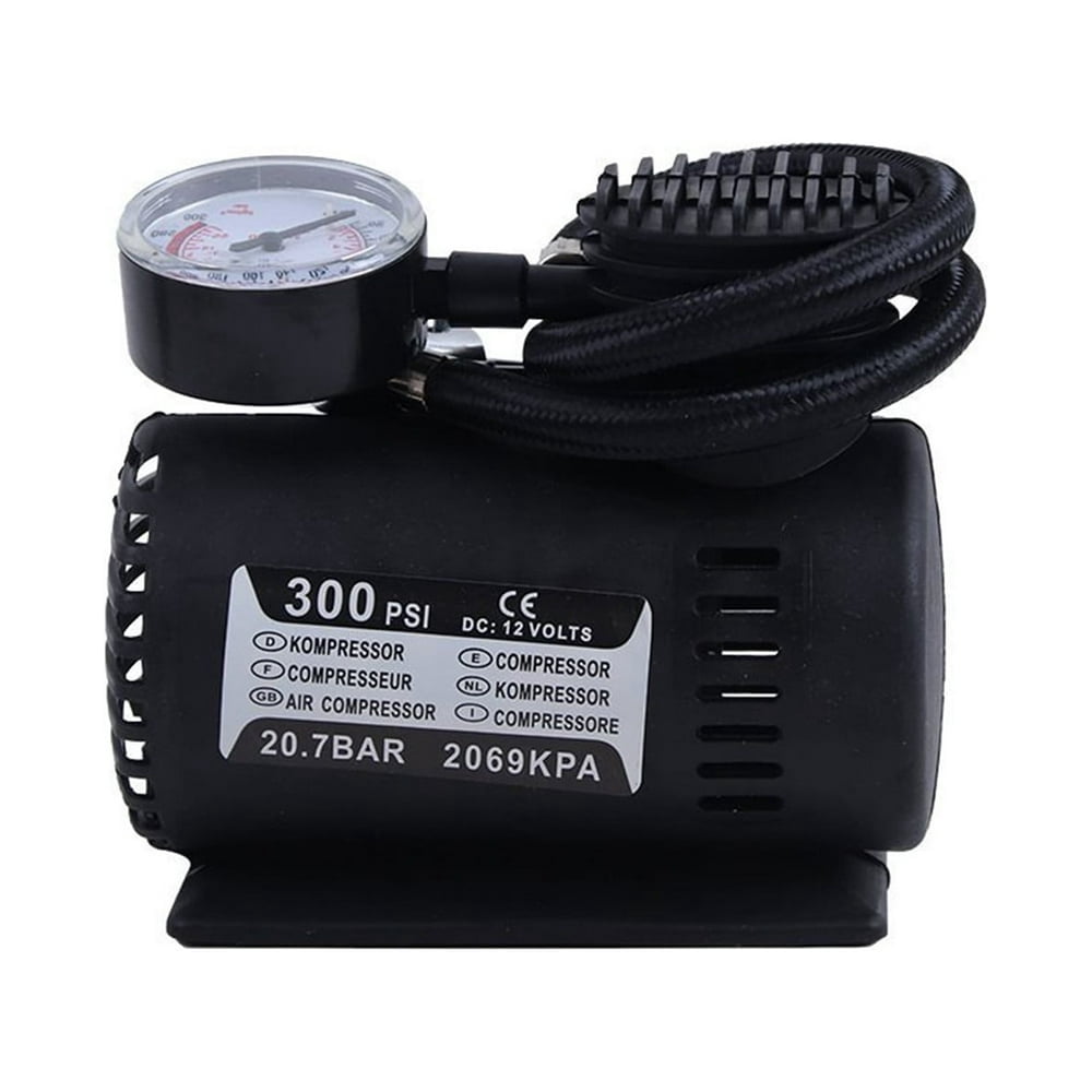 Estbridge Black 12V Portable Compressor Tire Inflator With Mechanical Pressure Gauge  Inflator For Car Tires  Motorcycle  Bike  Basketball