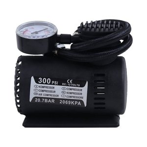 Estbridge Black 12V Portable Compressor Tire Inflator With Mechanical Pressure Gauge  Inflator For Car Tires  Motorcycle  Bike  Basketball