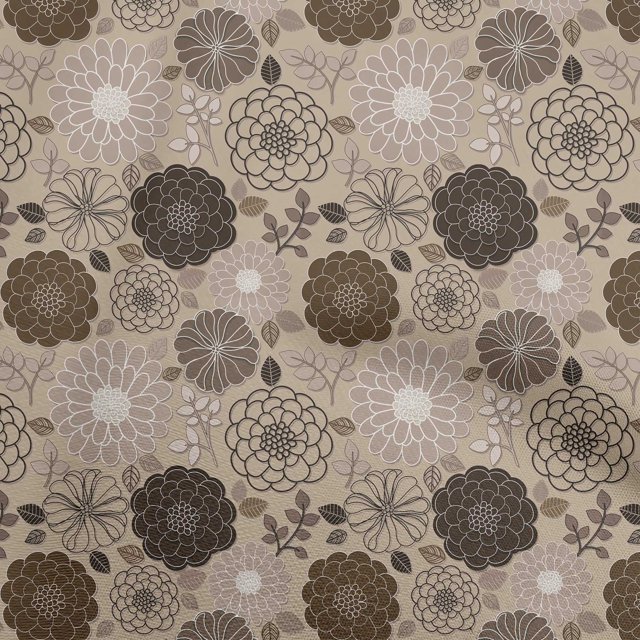 oneOone Velvet Light Brown Fabric Floral Retro Craft Projects Decor Fabric Printed By The Yard 58 Inch Wide