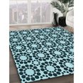 thumbnail image 3 of Ahgly Company Tapis Rond Lavable en Machine Bleu Lagon Transitionnel, 8 Pieds Rond, 3 of 7