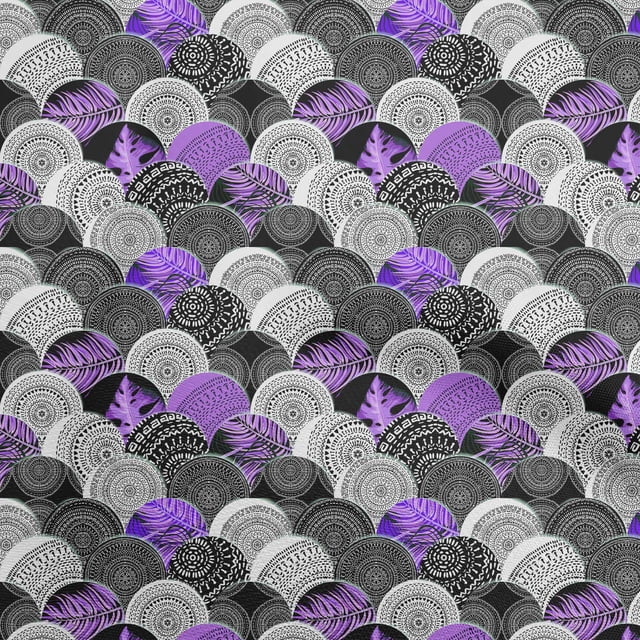 oneOone Georgette Viscose Purple Fabric Asian Mandala Craft Projects Decor Fabric Printed By The Yard 42 Inch Wide