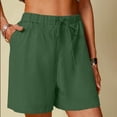 thumbnail image 2 of VEKDONE Summer Cotton Linen Shorts for Women Elastic High Waisted Wide Leg Pants Summer Loose Fit Drawstring Short Pants Solid Color Half Pant with Pockets, 2 of 6