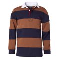 thumbnail image 1 of Sportoli Polo Rugby à Manches Longues en Coton à Larges Rayures pour Garçons - Brun/marine (Taille 14), 1 of 7