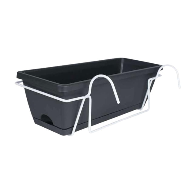 Transemion Hanging Flower Pot Garden Plant Holder Box Plant Pot Railing Balcony Planter Light Gray Deep Gray 35x19x14.5cm