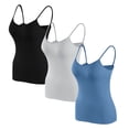 thumbnail image 1 of Timegard Camisoles pour Femmes 3 Pcs avec Soutien-Gorge Intégré Col Rond Bretelles Spaghetti Ajustées Douces Maillots de Corps Décontractés Hauts de Pyjama, 1 of 5