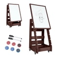 thumbnail image 1 of Gymax Chevalet Artistique Debout pour Enfants Tableau Effaçable à Sec Tableau Noir Double Face Café, 1 of 10