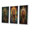 thumbnail image 3 of Designart "Holy Mary Radiating Aura IV" Christianism Framed Wall Art Set Of 3 - Green Traditional Frame Gallery Wall Set For Home Decor, 3 of 6