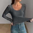 thumbnail image 3 of Lmnyox T-Shirt à Col Rond pour Femmes Manches Longues Décontracté Mode Basique Automne Hiver, 3 of 4