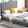 thumbnail image 4 of Gymax 2 Pcs Barrière de Lit Pliable pour Tout-Petit 71 Pieds' avec Sangle de Sécurité Ajustable Garde-Corps Gris, 4 of 10