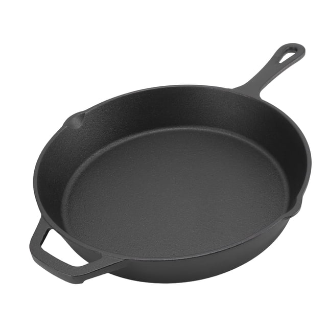 Poêle à Frire en Fonte, Répartition Uniforme de la Chaleur, pour Cuisson et Grillades en Camping Intérieur Extérieur Sans Revêtement