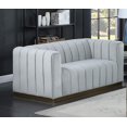 thumbnail image 1 of K-LIVING SHANNON VELOUR FABRIC LOVESEAT IN GREY W/ ACCENT GOLD BASE, 1 of 2