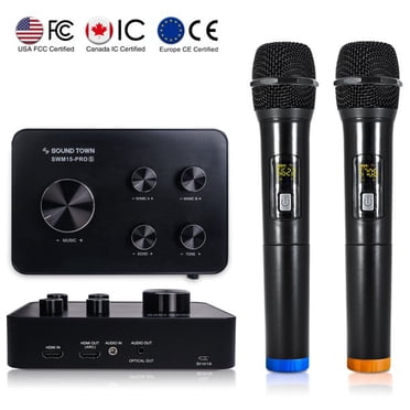 Sound Town Wireless Microphone Karaoke Mixer System, Supports HDMI ARC, Optical (Toslink), Smart TV, Media Box, PC, Bluetooth, Soundbar, Receiver, AUX (SWM15-PROS)