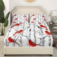 thumbnail image 3 of Erosebridal Cardinal Bird Bed Sheets Set Full Size, Botanical Birch Bedding Set, Animal Theme Decor, 3 of 6