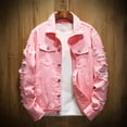 thumbnail image 4 of Pink for Mens Winter Fall Long Sleeve Denim Hippie Victorian Western Ripped Renaissance Peasant Ethnic Motorcycle Distressed Plain Steampunk Outfits Mens 2025 5XL, 4 of 9