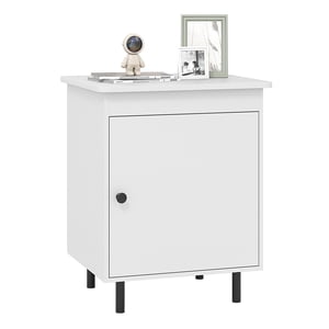 Gymax Nightstand Mid Century Modern End Table w/Door Heavy-Duty Metal Legs for Bedroom